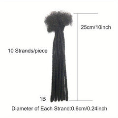 Human Hair Dread Locs Extensions for Men Women - Can be Dyed and Bleached