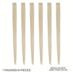 6 pcs Multicolored Clip In Hair Extensions for Parties Halloween and Cosplay