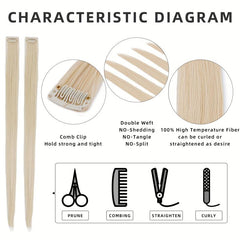 6 pcs Multicolored Clip In Hair Extensions for Parties Halloween and Cosplay