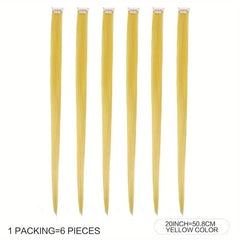 6 pcs Multicolored Clip In Hair Extensions for Parties Halloween and Cosplay