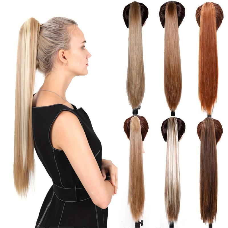 Long Ponytail Extensions Synthetic Clip In Hair Natural Look
