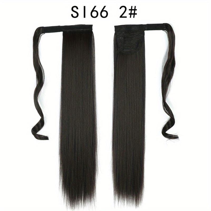 Straight Ponytail Extensions Synthetic Clip In Hair Extensions Natural Look