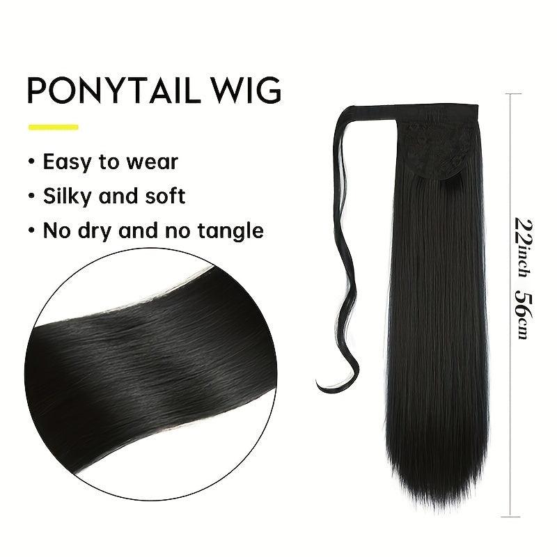 Straight Ponytail Extensions Synthetic Clip In Hair Extensions Natural Look