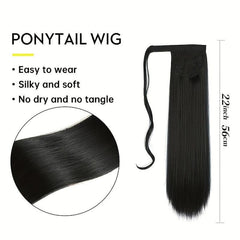 Straight Ponytail Extensions Synthetic Clip In Hair Extensions Natural Look