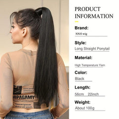 Straight Ponytail Extensions Synthetic Clip In Hair Extensions Natural Look