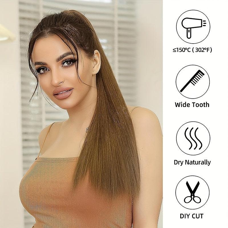 Straight Ponytail Extensions Synthetic Clip In Hair Extensions Natural Look