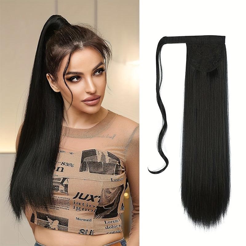 Straight Ponytail Extensions Synthetic Clip In Hair Extensions Natural Look