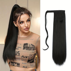 Straight Ponytail Extensions Synthetic Clip In Hair Extensions Natural Look