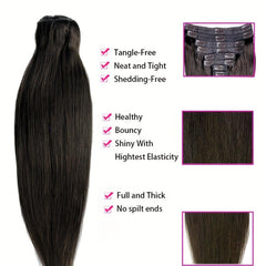 Double Weft Human Hair Clip In Extensions 120g 8pcs 24 inches
