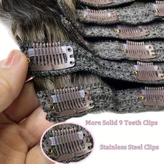 Double Weft Human Hair Clip In Extensions 120g 8pcs 24 inches