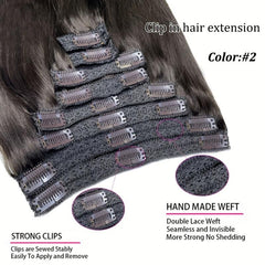 Double Weft Human Hair Clip In Extensions 120g 8pcs 24 inches