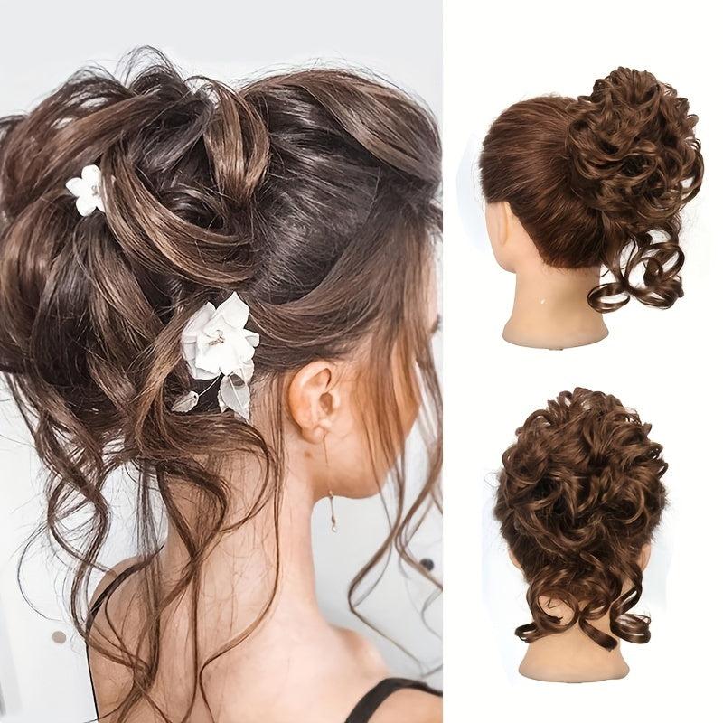 Messy Hair Bun Chignon Hairpiece Curly Updo Ponytail Hair Extensions for Women