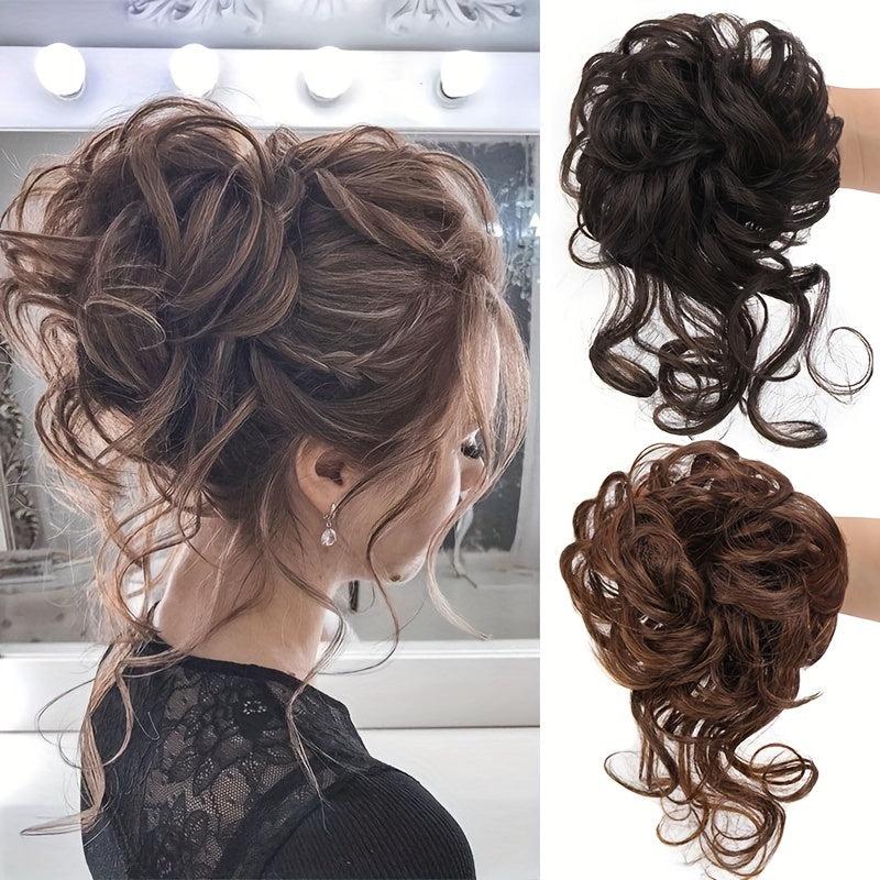 Messy Hair Bun Chignon Hairpiece Curly Updo Ponytail Hair Extensions for Women