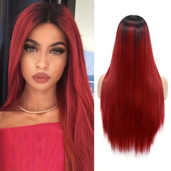 Brown Long Straight Hair Wigs 76 2 Cm Lace Front Synthetic Hair Wigs