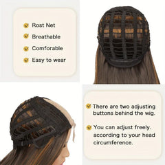 Brown Long Straight Hair Wigs 76 2 Cm Lace Front Synthetic Hair Wigs