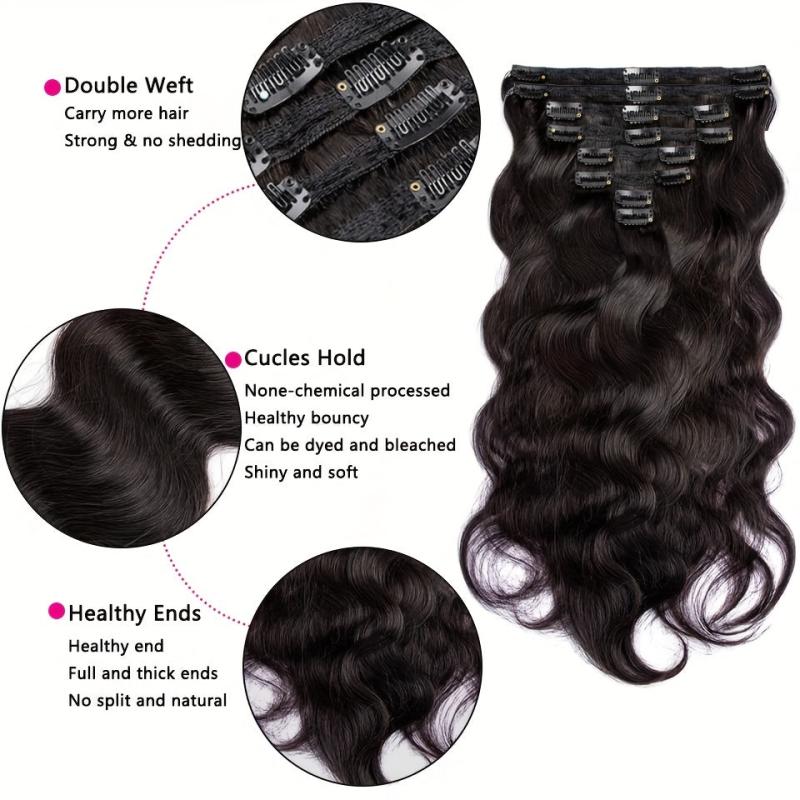 Body Wave Clip In Hair Extensions 120g 240g Full Head Brazilian Clip On Hair