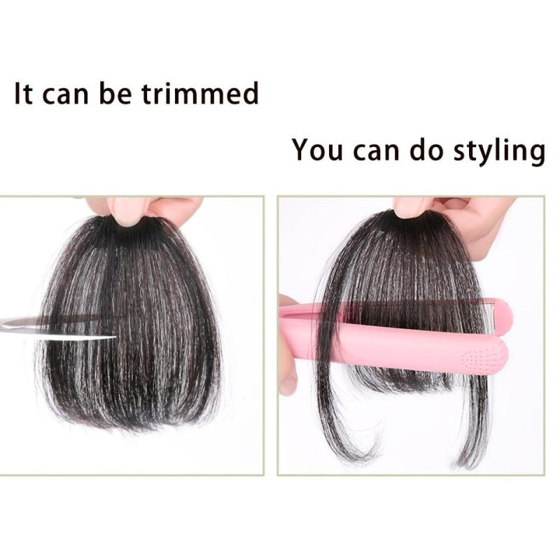 Synthetic Air Bangs Straight Clip In Hair Extensions For Women