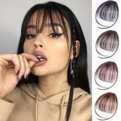 Synthetic Air Bangs Straight Clip In Hair Extensions For Women