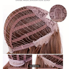 Ombre Long Curly Wavy Wig With Bangs Synthetic Wig Heat Resistant