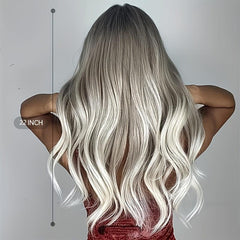 Ombre Long Curly Wavy Wig With Bangs Synthetic Wig Heat Resistant