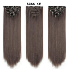 7pcs Heat Resistant Synthetic Clip In Hair Extensions Straight Hair Pieces