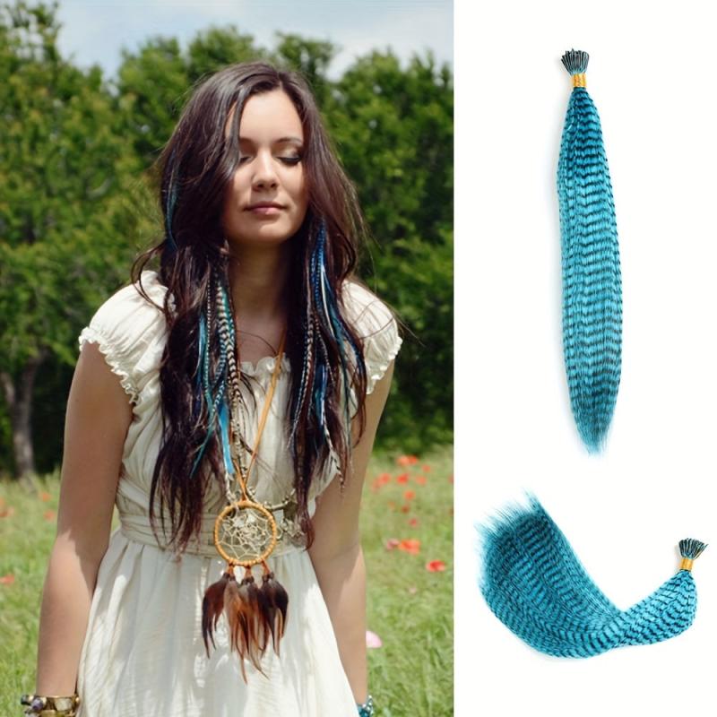 10pcs Colored Synthetic Feathers Hair Extension Set for Women Girls