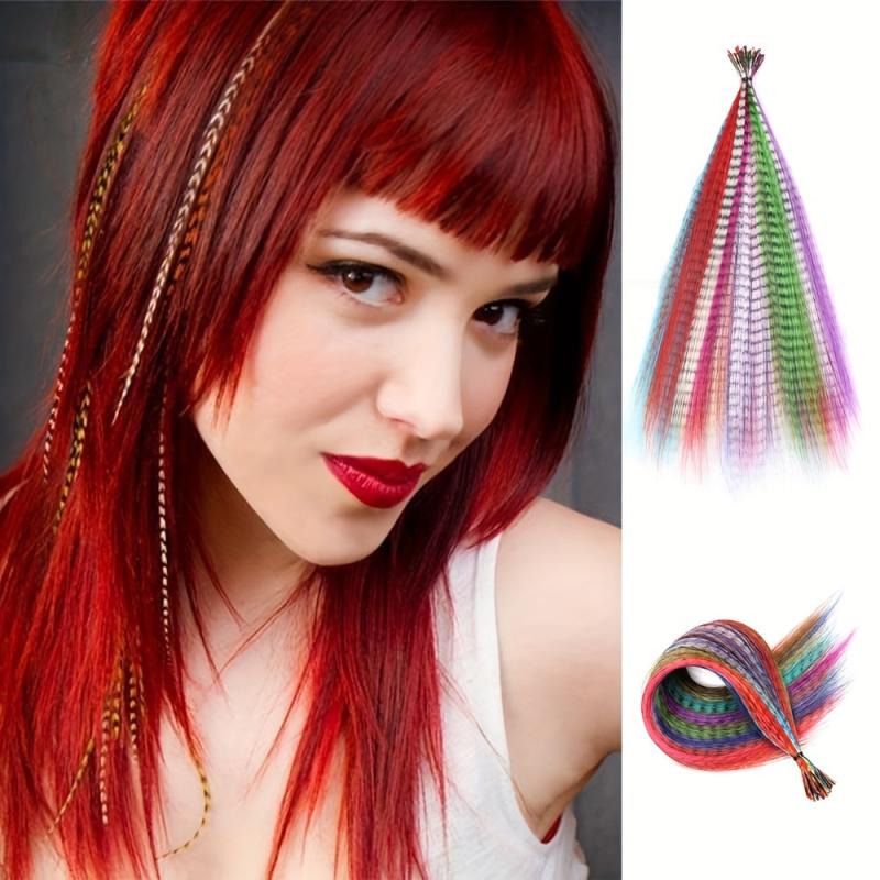 10pcs Colored Synthetic Feathers Hair Extension Set for Women Girls