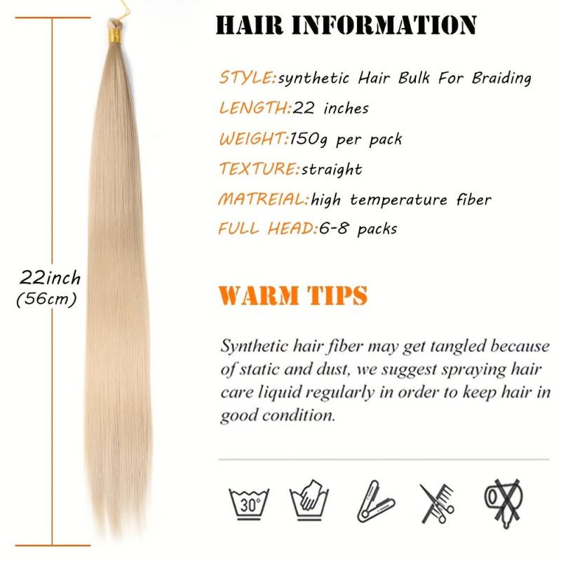 Silky Straight Braiding Hair Extensions 55-88 Cm Bulk Hair Extensions