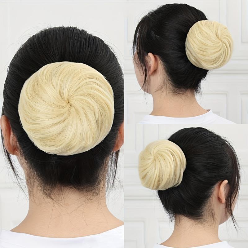 Straight Hair Bun Updo Chignon High Temperature Fiber Hair Bun