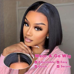HD Lace Closure Bone Straight Bob Wig 100 Human Hair Short Wig