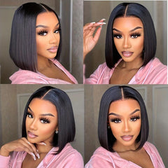 HD Lace Closure Bone Straight Bob Wig 100 Human Hair Short Wig