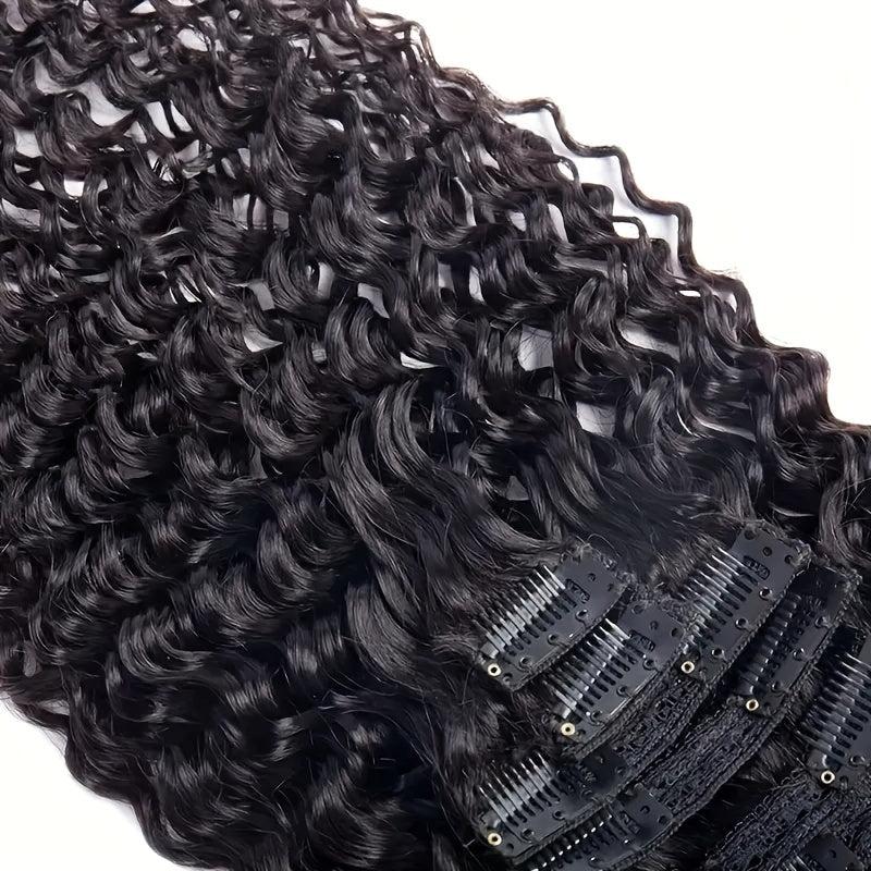 8 Pcs Natural Water Wave Clip In Hair Extensions Brazilian Virgin Human Hair