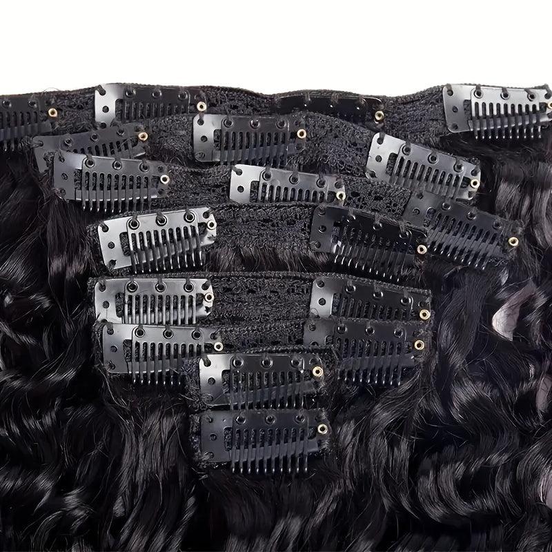 8 Pcs Natural Water Wave Clip In Hair Extensions Brazilian Virgin Human Hair