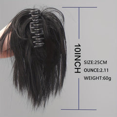 4 Cm Short Straight Synthetic Hair Buns Claw Extensions For Women