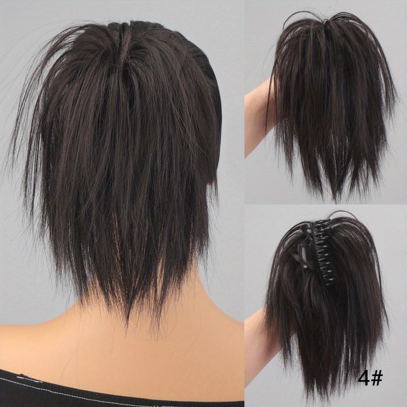 4 Cm Short Straight Synthetic Hair Buns Claw Extensions For Women