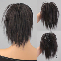 4 Cm Short Straight Synthetic Hair Buns Claw Extensions For Women