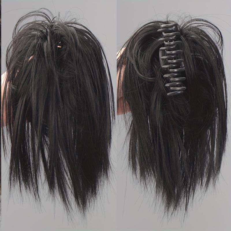 4 Cm Short Straight Synthetic Hair Buns Claw Extensions For Women
