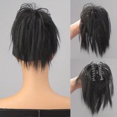 4 Cm Short Straight Synthetic Hair Buns Claw Extensions For Women