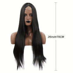Long Straight Lace Front Wig Middle Part Silky Synthetic Wig For Women