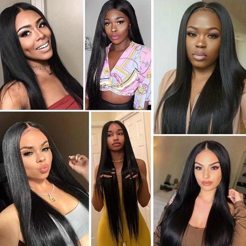 Long Straight Lace Front Wig Middle Part Silky Synthetic Wig For Women
