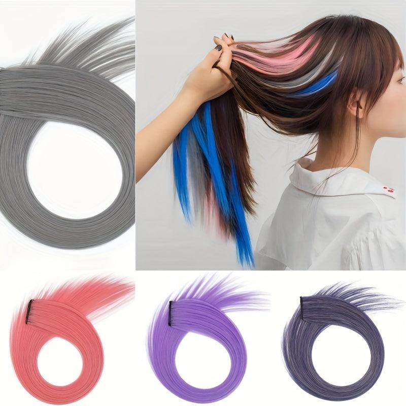 Colorful Synthetic Hair Extensions Long Straight Invisible