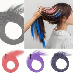 Colorful Synthetic Hair Extensions Long Straight Invisible