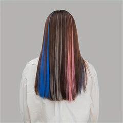 Colorful Synthetic Hair Extensions Long Straight Invisible