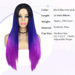 Long Ombre Rainbow Mermaid Purple Wigs for Women 26 Inches