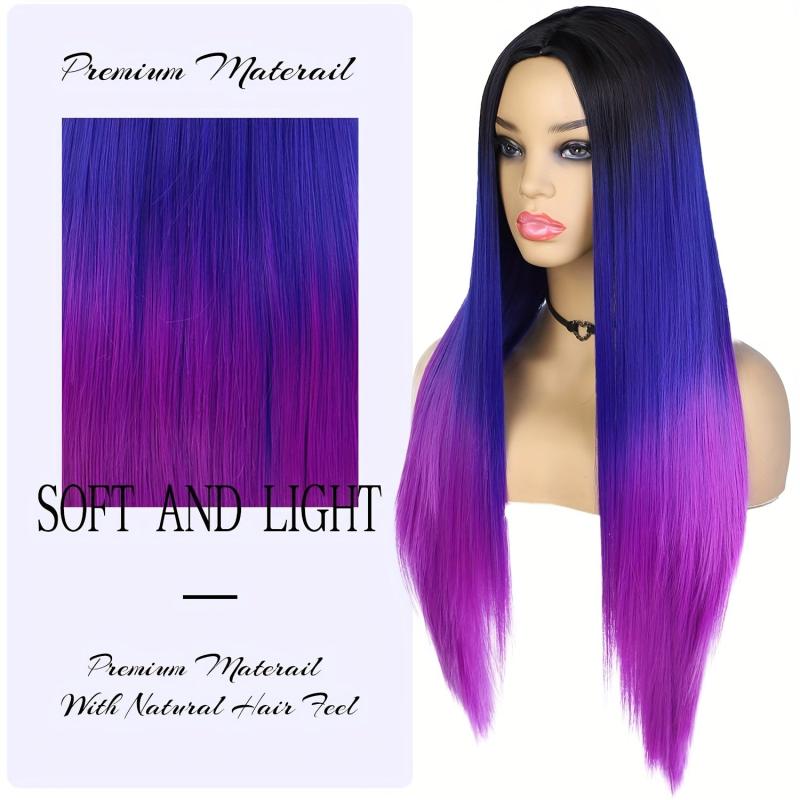 Long Ombre Rainbow Mermaid Purple Wigs for Women 26 Inches
