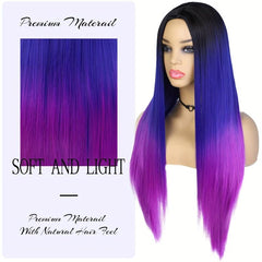 Long Ombre Rainbow Mermaid Purple Wigs for Women 26 Inches