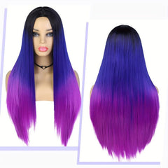 Long Ombre Rainbow Mermaid Purple Wigs for Women 26 Inches