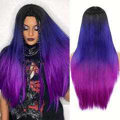 Long Ombre Rainbow Mermaid Purple Wigs for Women 26 Inches