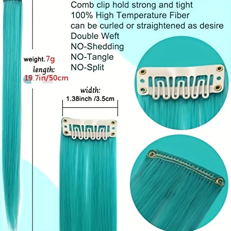 Rainbow Colored Straight Hairpiece for Daily Party Use