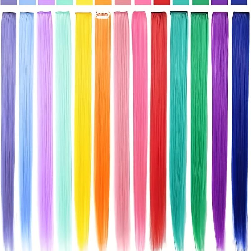 Rainbow Colored Straight Hairpiece for Daily Party Use